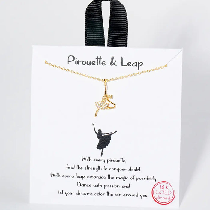 Gold Plated Ballerina with Diamontes Pendant and Necklace