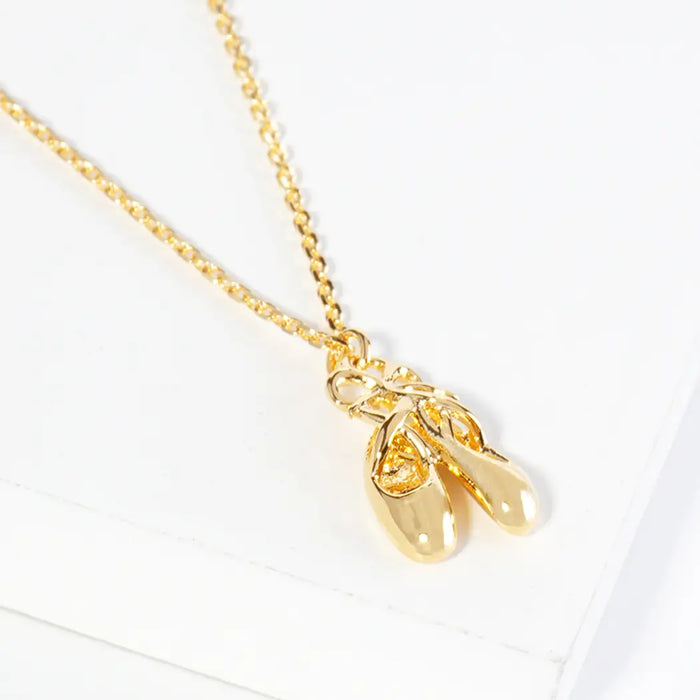 Gold Plated Ballet Shoes Pendant and Necklace