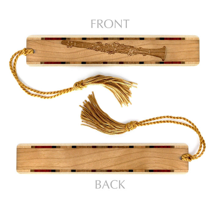 Handmade Engraved Wooden Clarinet Bookmark