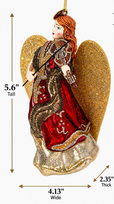 Angel Playing the Violin Hanging Christmas Decoration