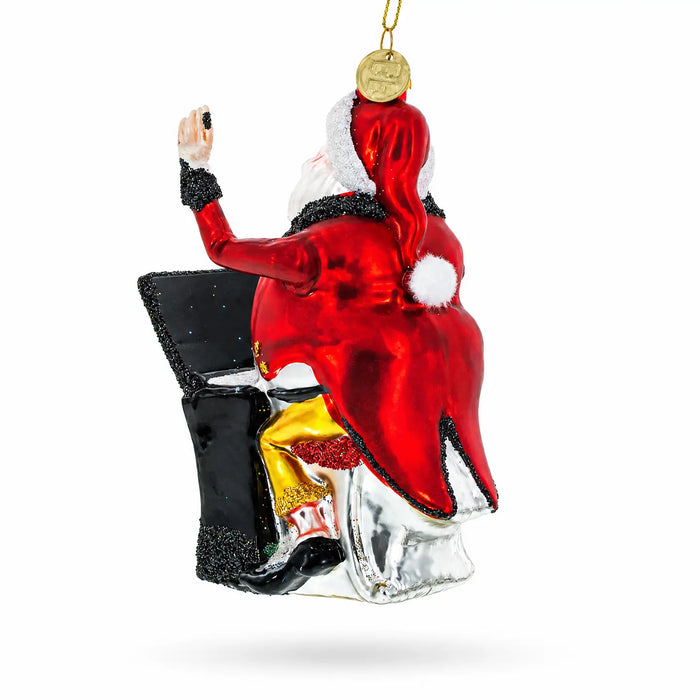 Glass Santa Playing the Piano Hanging Christmas Decoration