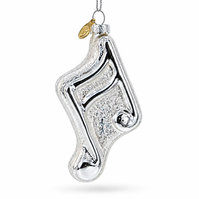 Glass Silver Semiquavers Christmas Decoration