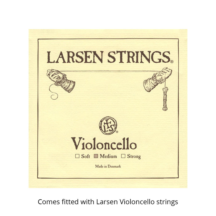 Kreisler #130 Beginner Cello Outfit with Larsen Aurora Strings and Pod Case 1/4 Quarter Size