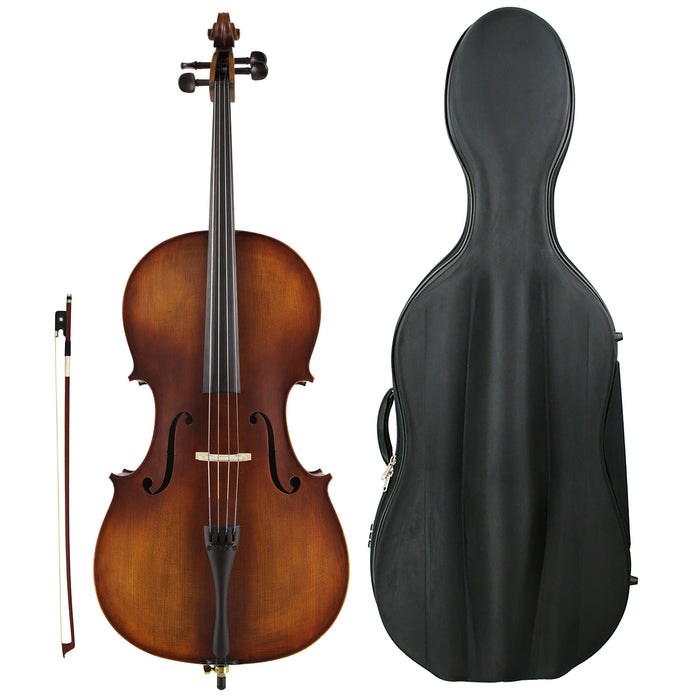 Kreisler #130 Beginner Cello Outfit with Larsen Aurora Strings and Pod Case 3/4 Three Quarter Size