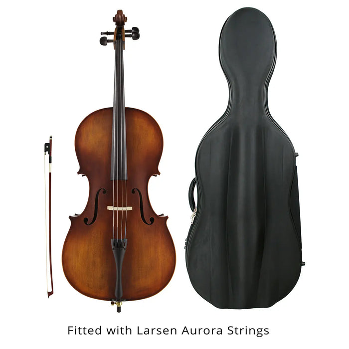 Kreisler #130 Beginner Cello Outfit with Larsen Aurora Strings and Pod Case 4/4 Full Size