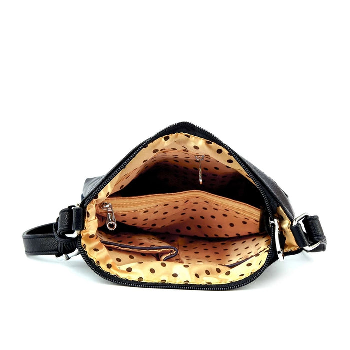 Black Rhinestone Music-Themed Shoulder Bag