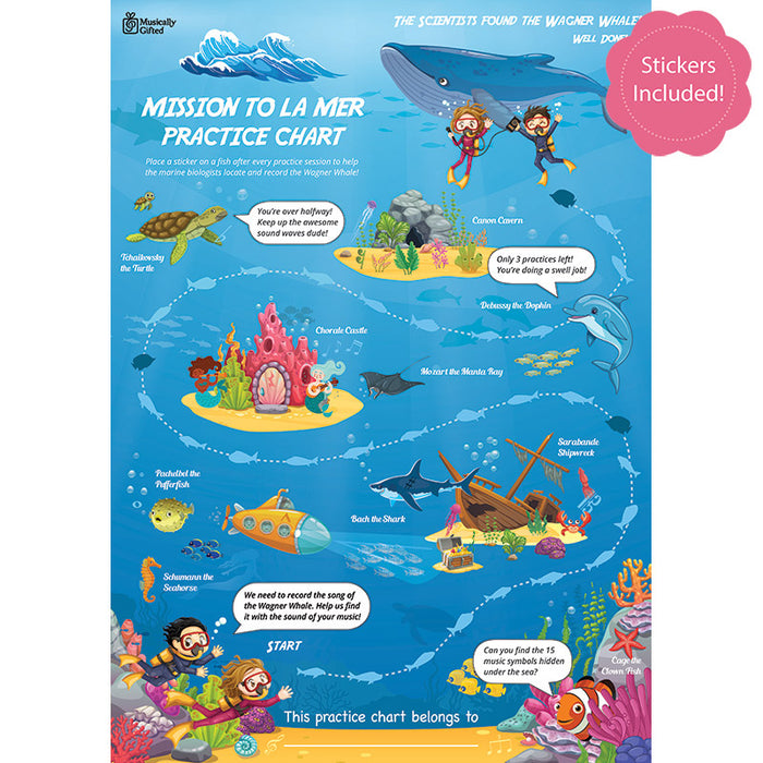 Mission to La Mer A3 Music Practice Chart by Musically Gifted