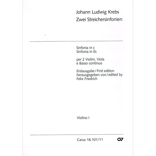 Krebs - 2 Sinfonias - String Orchestra Violin 1 Part Carus Verlag 16.101/11