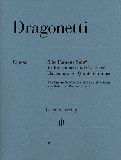 Dragonetti - Famous Solo - Double Bass/Piano Accompaniment Henle HN1198