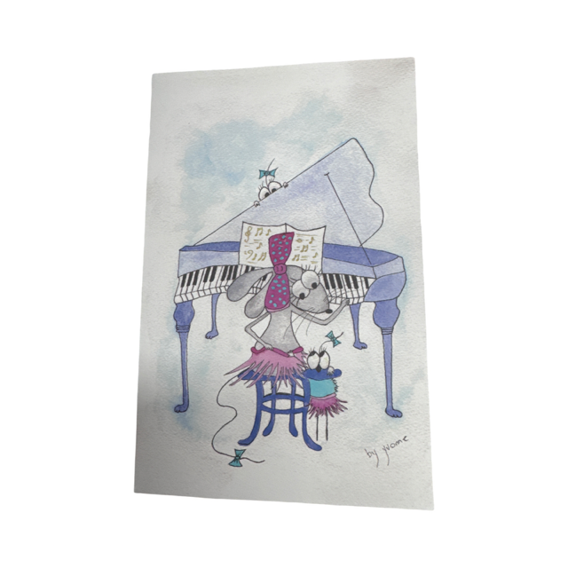 ***WAS $6.95***Greeting Card - Cartoon Mouse Playing the Piano