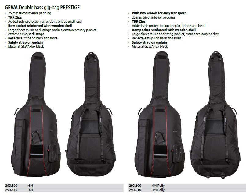 GEWA Prestige Double Bass Gig Bag 4/4