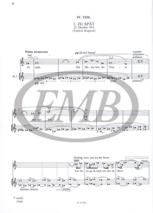 Kurtag - Kafka Fragments Op24 - Soprano/Violin EMB Z13505