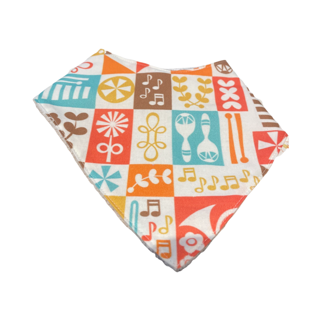 Baby Bib with Colourful Music Notes and Shapes