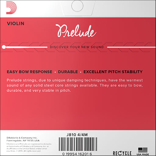 D'Addario Prelude Violin String Set Medium 4/4