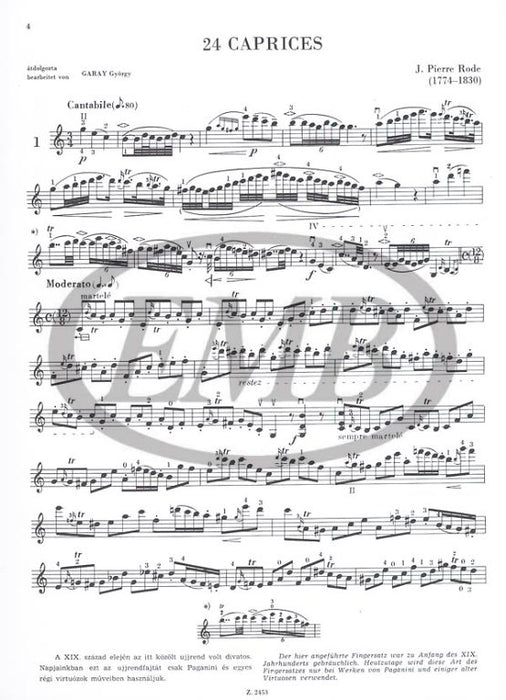 Rode - 24 Caprices - Violin Solo edited by Garay EMB Z2453