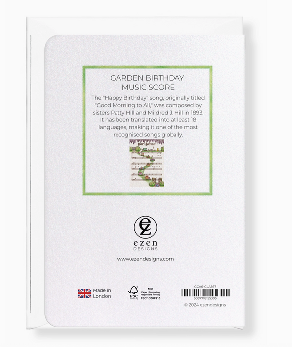 Greeting Card Garden Birthday Music Score: Victorian Greeting
