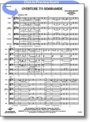 Overture to Semiramide - Gioachino Rossini - Bob Lipton FJH Music Company Score/Parts