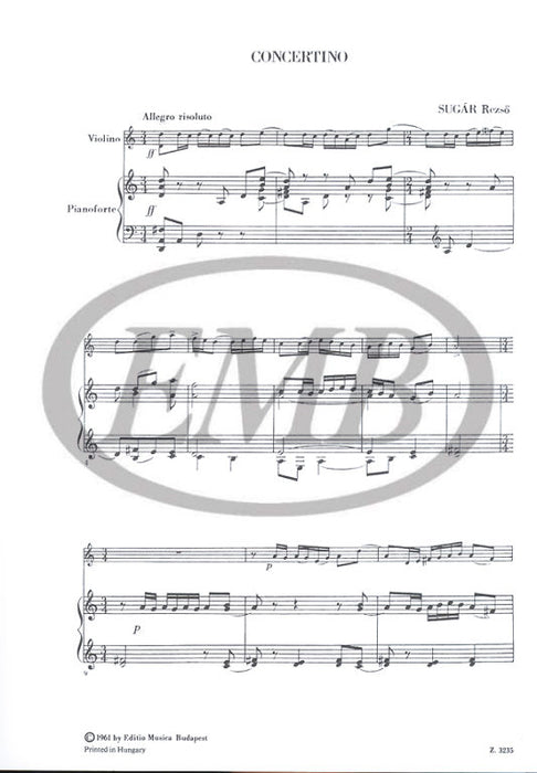 Sugar - Concertino - Violin/Piano Accompaniment EMB Z3235