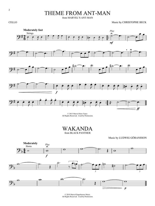 Superhero Themes Instrumental Playalong - Cello/Audio Access Online Hal Leonard 363204