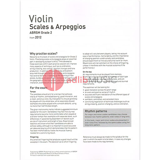 ABRSM Violin Scales & Arpeggios (from 2012) Grade 2 - Violin 9781848493391