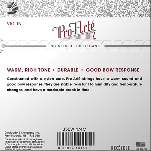 D'Addario Pro Arte Violin, 4/4, Set (Alum E)