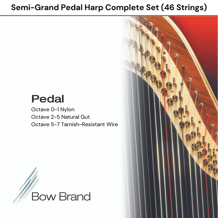 Semi-Grand Pedal Harp Bow Brand Complete String Set (46 Strings)