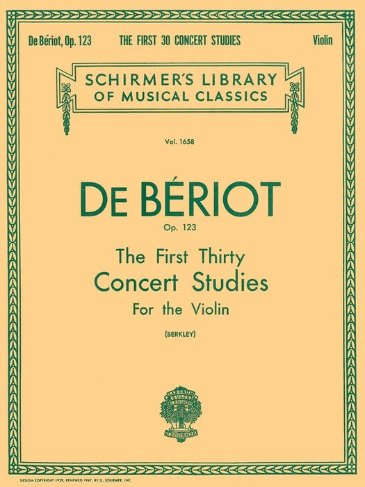 de Beriot - First 30 Concert Studies for the Violin Op123 - Violin Schirmer 50260790