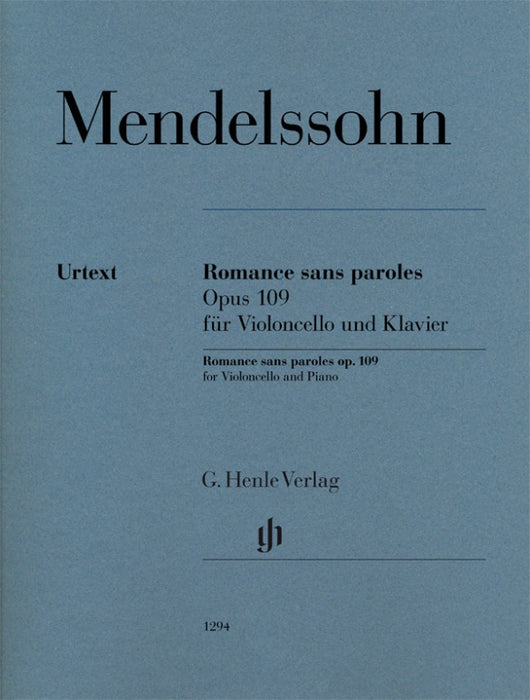 Mendelssohn - Romance Sans Paroles Op109 - Cello/Piano Accompaniment Henle HN1294