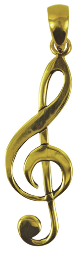 Pendant - brass treble clef. 5cmX1.5cm.