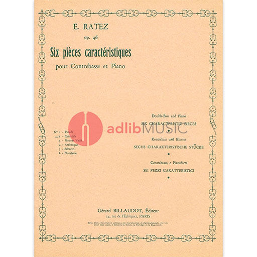 Ratez - Characteristic Piece Op46/2 Cantabile - Double Bass Billaudot CC995