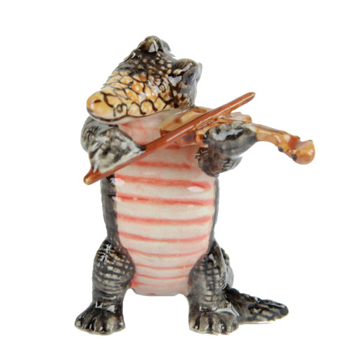 Porcelin Figurine Crocodile Playing the Violin