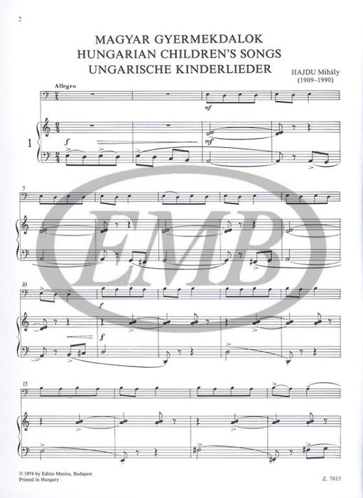 Hajdu - Hungarian Children's Songs - Violin/Piano Accompaniment EMB Z7015