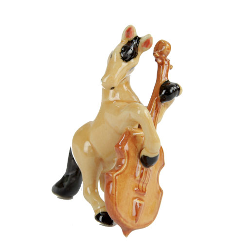 Porcelin Figurine Horse Playing Double Bass