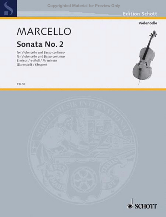 Marcello - Sonata #2 in Emin - Cello/Piano Accompaniment Schott CB60