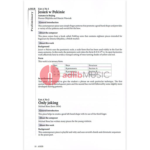 AMEB Violin Series 9 Preliminary to Grade 2 - Violin CD Recording & Handbook AMEB 1202728040