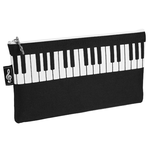 Pencil Case Black with White Piano Keyboard