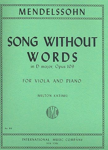 Mendelssohn - Song Without Words in Dmaj Op109 - Viola/Piano Accompaniment IMC IMC0841