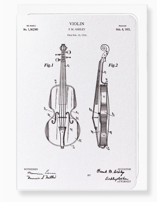 Greeting Card Patent of Violin (1921)