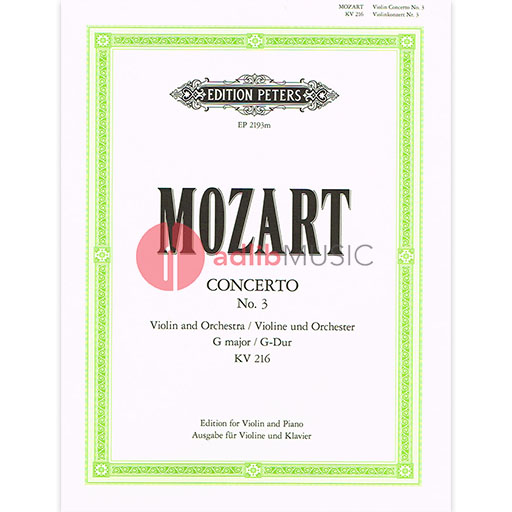 Mozart Concerto in Gmaj 3 K216 Violin/Piano edited