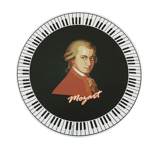 Mouse pad - round. Mozart with a keyboard boarder