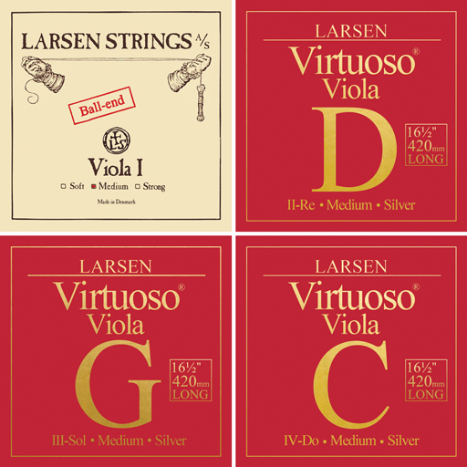 Larsen Virtuoso Viola String Set Medium (Ball A) - Extra Long 15"-16.5"