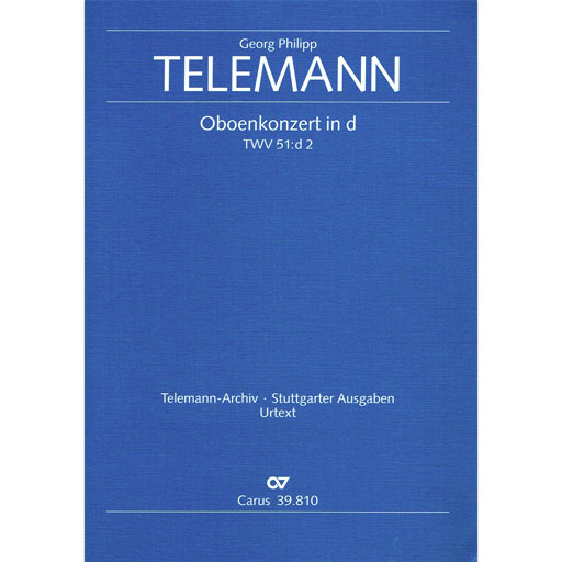 Telemann - Concerto in Dmin - Oboe/String Orchestra Score Only Carus Verlag 39.810/00