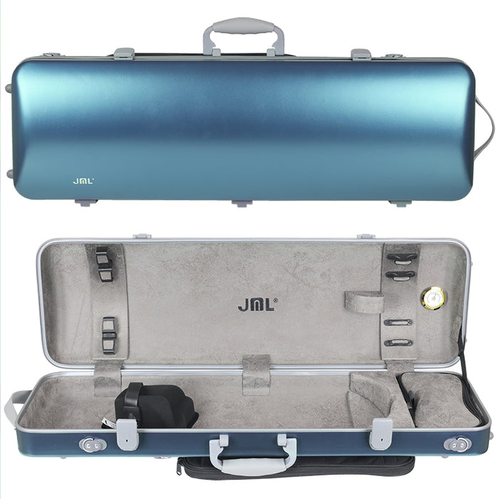JML Polycarbonate 2.4 Oblong Violin Case Metallic Blue 4/4