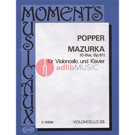 Popper - Mazurka in Cmaj Op51 - Cello/Piano Accompaniment EMB Z13634