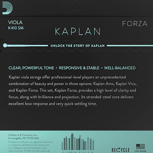 D'Addario Kaplan Forza Viola String Set Short Scale Medium 14"-15"