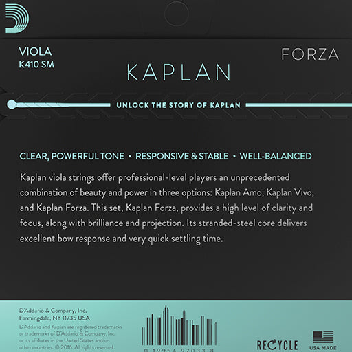 D'Addario Kaplan Forza Viola Set, Short Scale 14"-15"