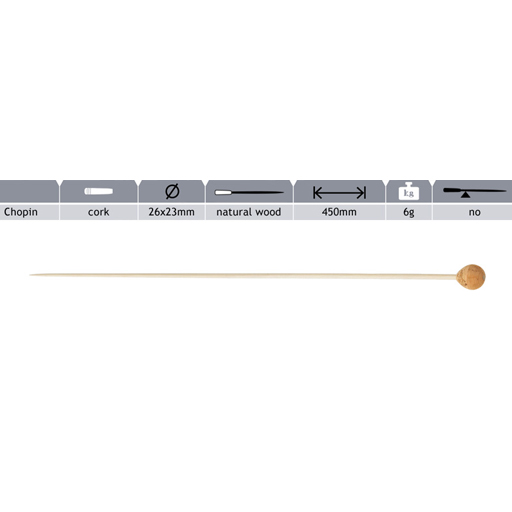 Baton - Rohema Chopin 450mm Large Handle, Beech with Cork Handle inc. Tube
