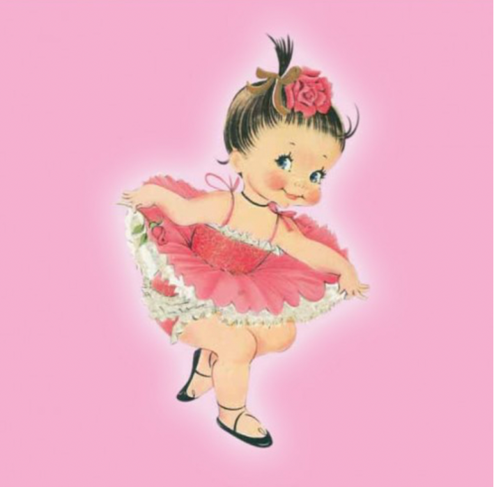 Greeting Card - Vintage Little Ballerina in a Pink Tutu