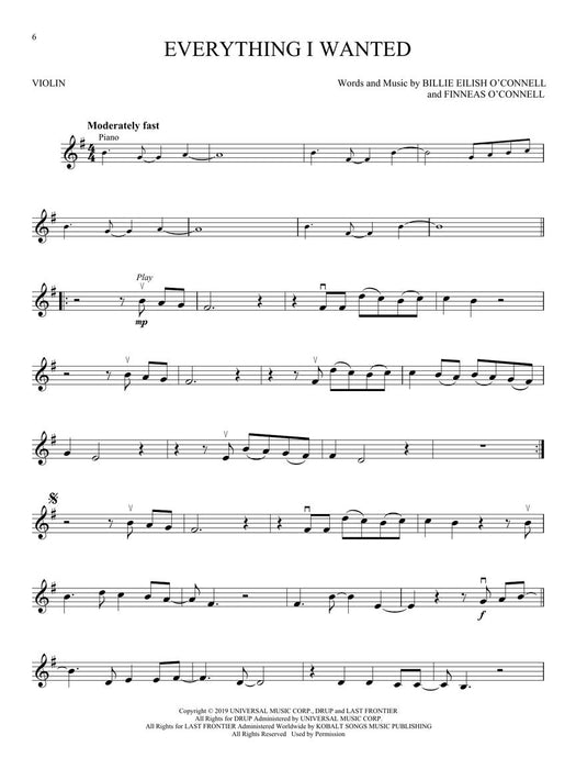 Billie Eilish - Violin/Audio Access Online Hal Leonard 345655