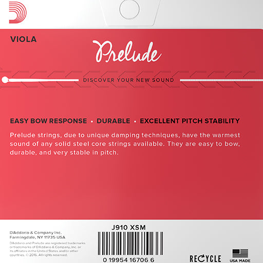 D'Addario Prelude Viola String Set Medium Extra Short 11"-13"